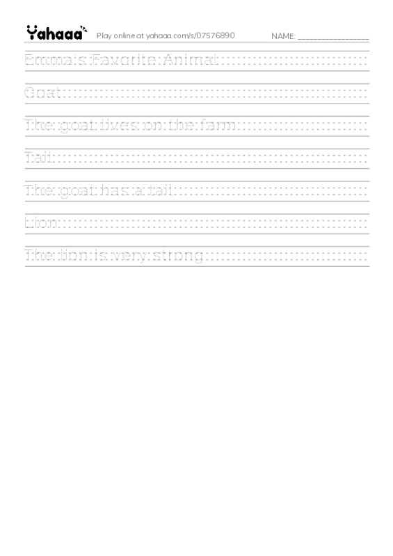 Handwriting lines worksheet for 