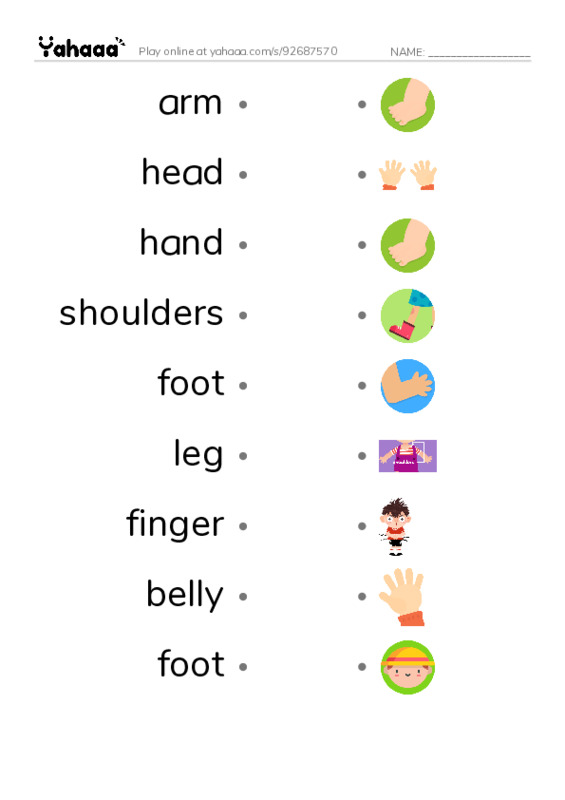Draw a line to match worksheet for my body