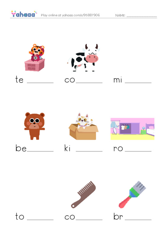 Finish the word worksheet for goodnight moon