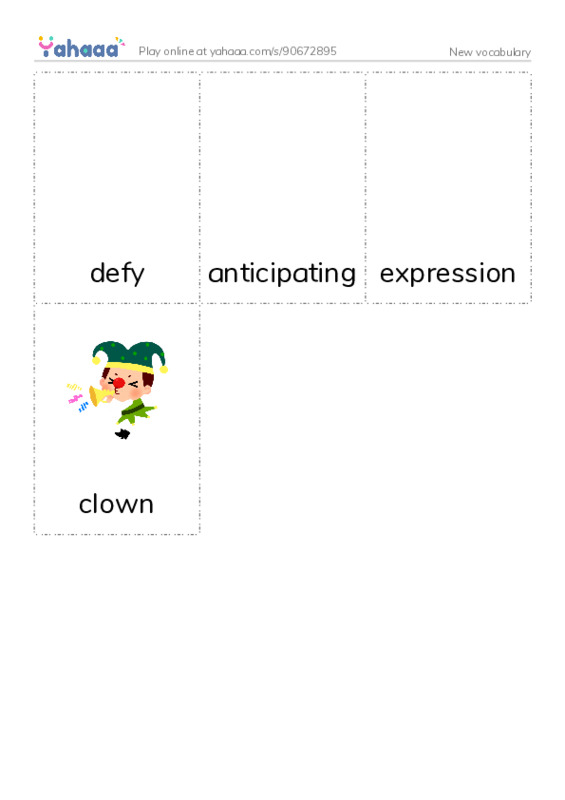 Picture flashcards worksheet for New vocabulary