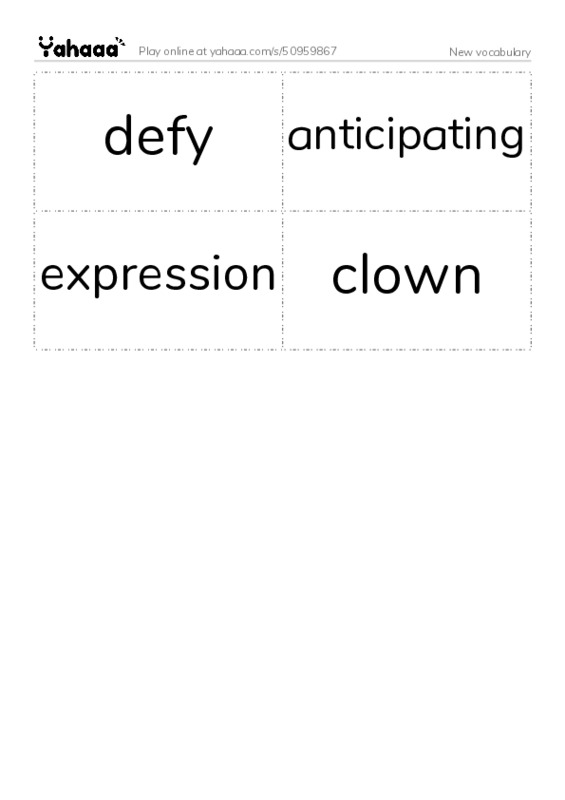 Word flashcards worksheet for New vocabulary