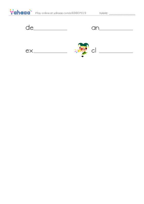 Write the word rows worksheet for New vocabulary