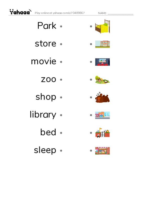 Draw a line to match worksheet for I go razkid A