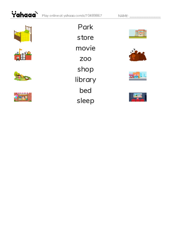Match both sides worksheet for I go razkid A