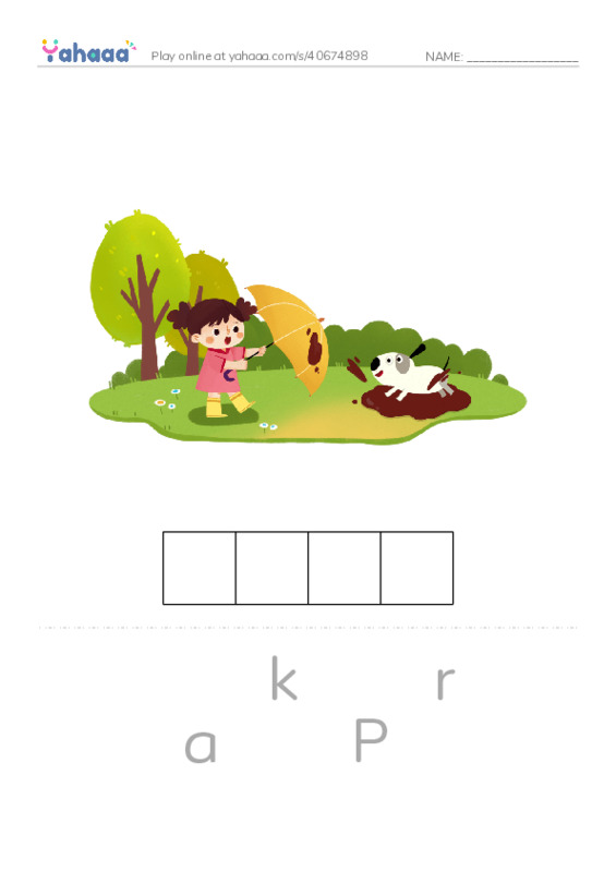 Letter scramble puzzle worksheet for I go razkid A