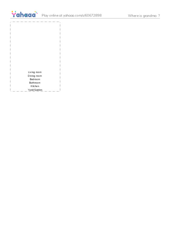 Picture flashcards worksheet for Where is grandma  ?