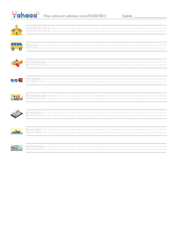 Handwriting lines worksheet for he runs