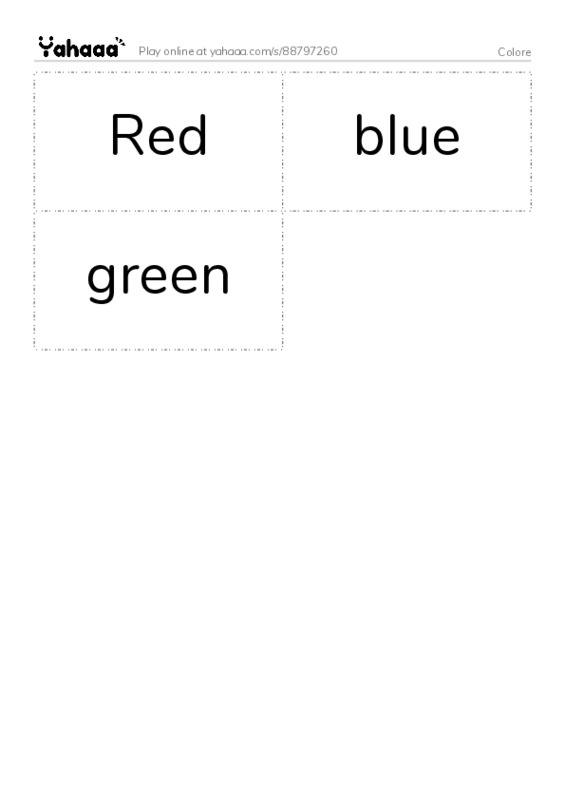 Word flashcards worksheet for Colore