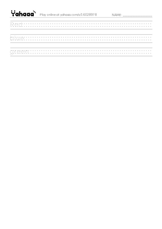 Handwriting lines worksheet for Colore