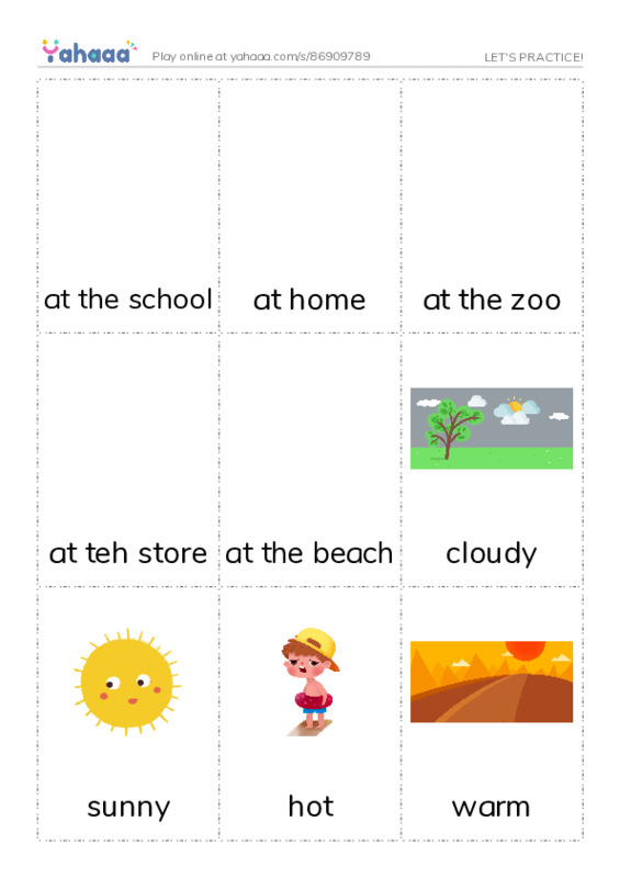Picture flashcards worksheet for LET'S PRACTICE!