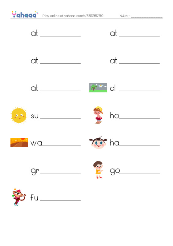Write the word rows worksheet for LET'S PRACTICE!