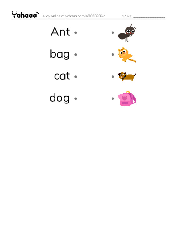 Draw a line to match worksheet for Letters