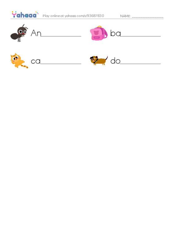 Write the word rows worksheet for Letters