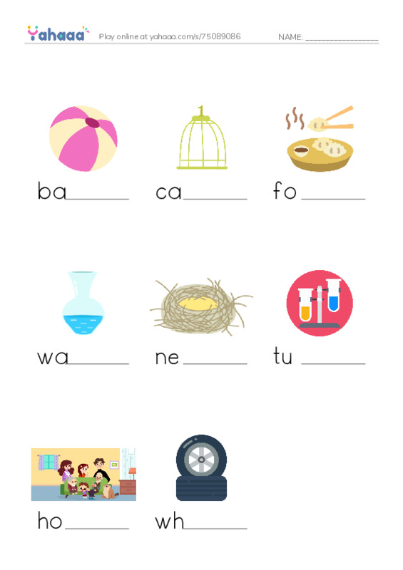 Finish the word worksheet for ham