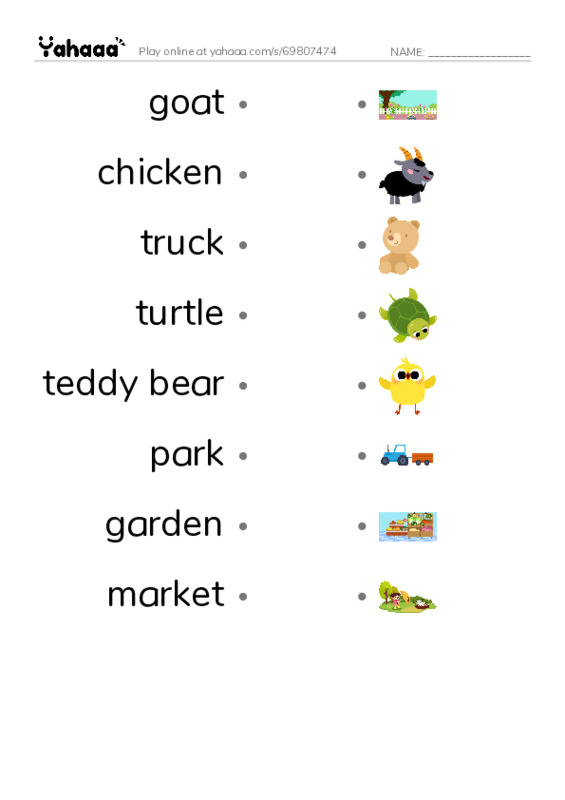 Draw a line to match worksheet for vocab6