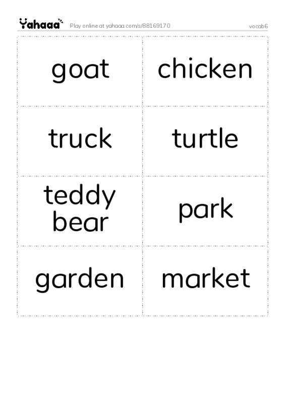 Word flashcards worksheet for vocab6