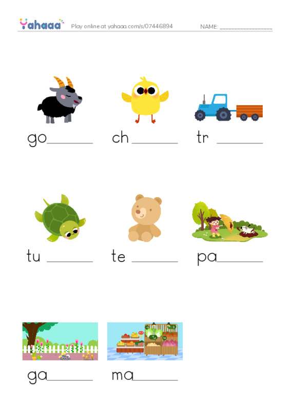 Finish the word worksheet for vocab6