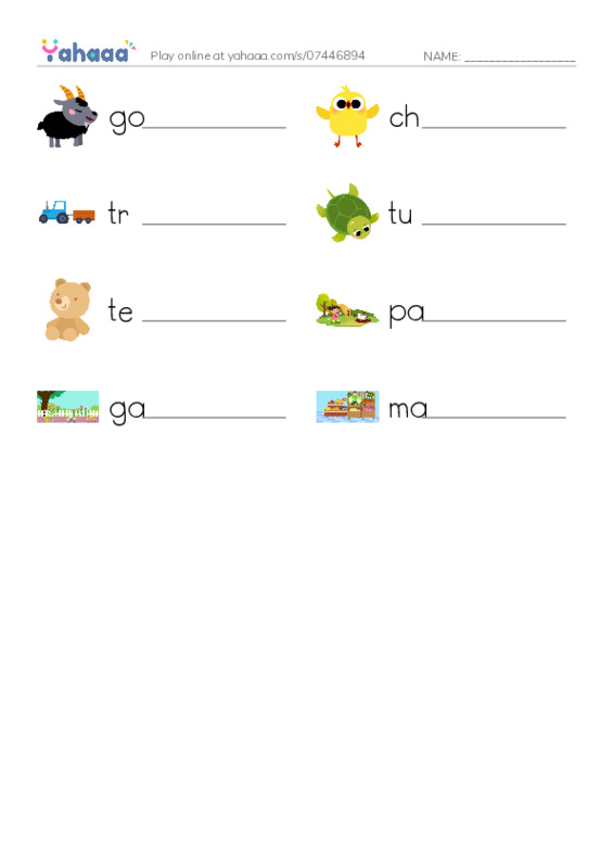 Write the word rows worksheet for vocab6