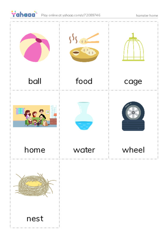Picture flashcards worksheet for hamster home