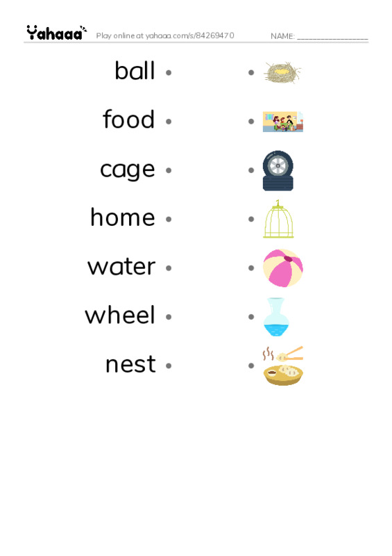 Draw a line to match worksheet for hamster home