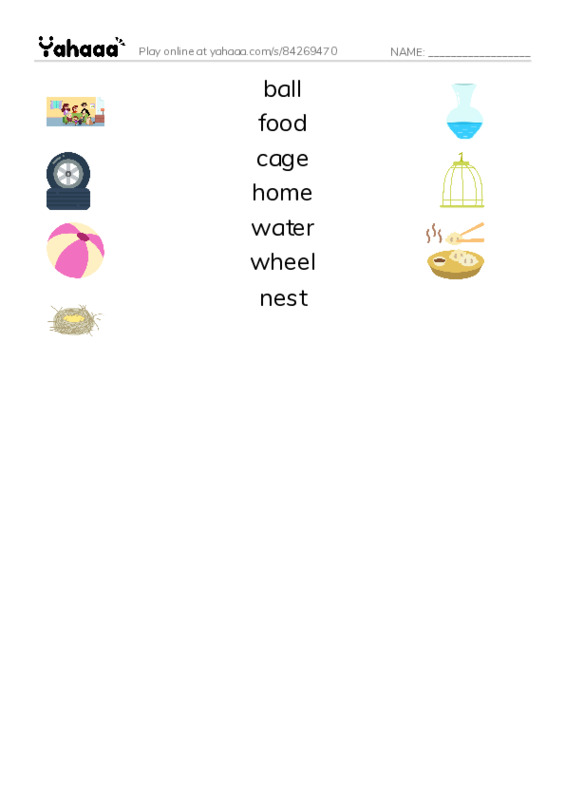 Match both sides worksheet for hamster home
