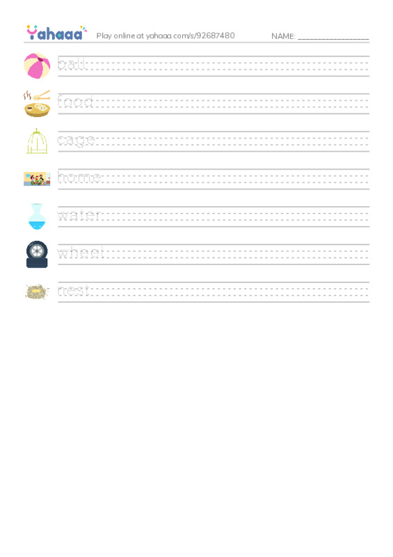 Handwriting lines worksheet for hamster home