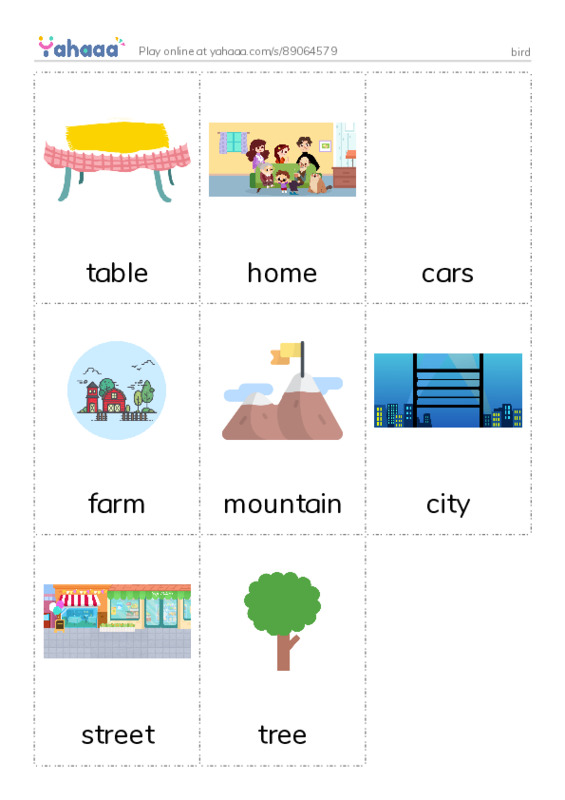 Picture flashcards worksheet for bird