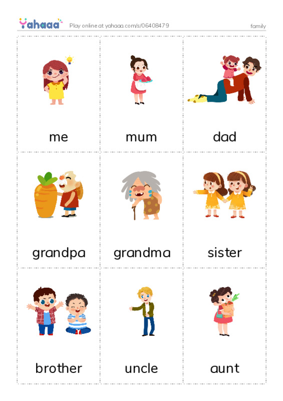 Picture flashcards worksheet for family