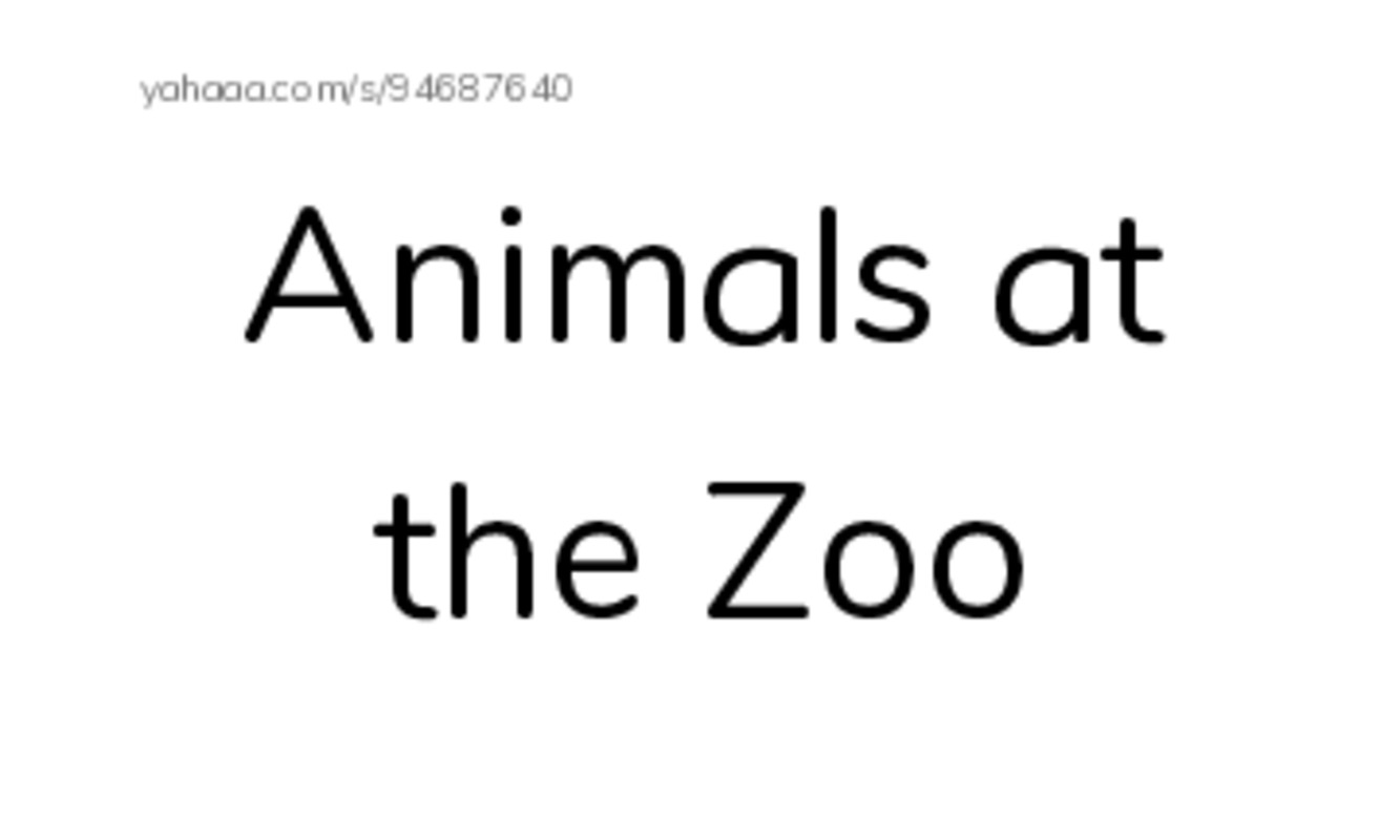 Index cards, words only worksheet for Animals at the Zoo, Elephant, The elephant has a big nose and 4 more