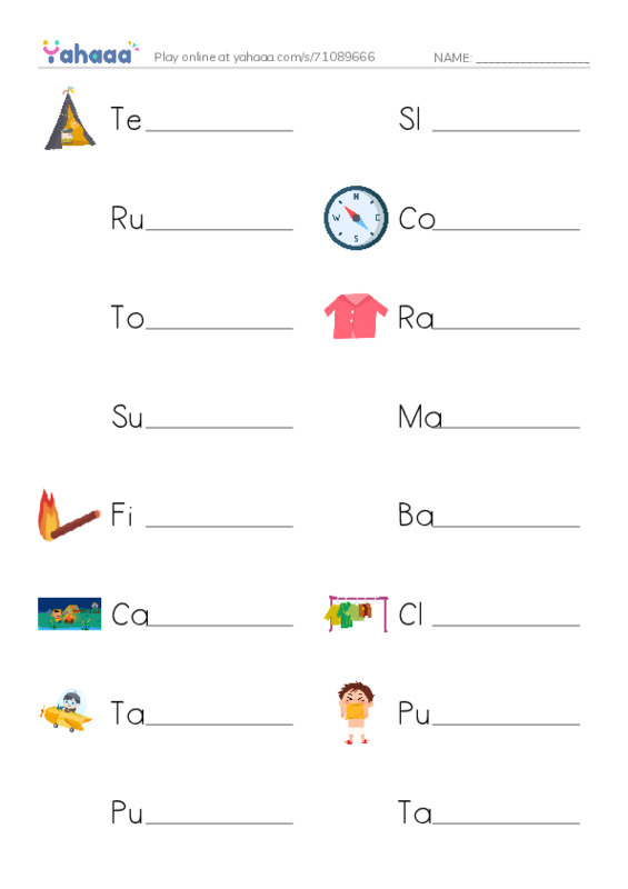 Write the word rows worksheet for Vocabulary