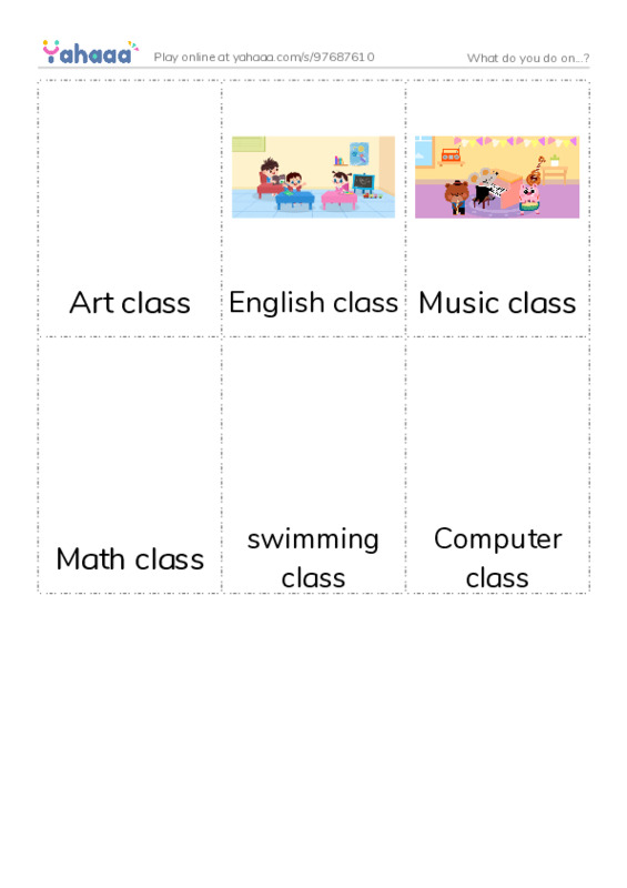 Picture flashcards worksheet for What do you do on...?