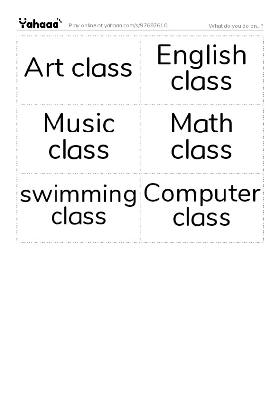 Word flashcards worksheet for What do you do on...?