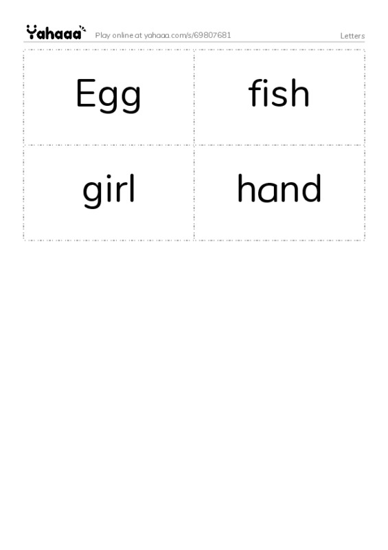 Word flashcards worksheet for Letters