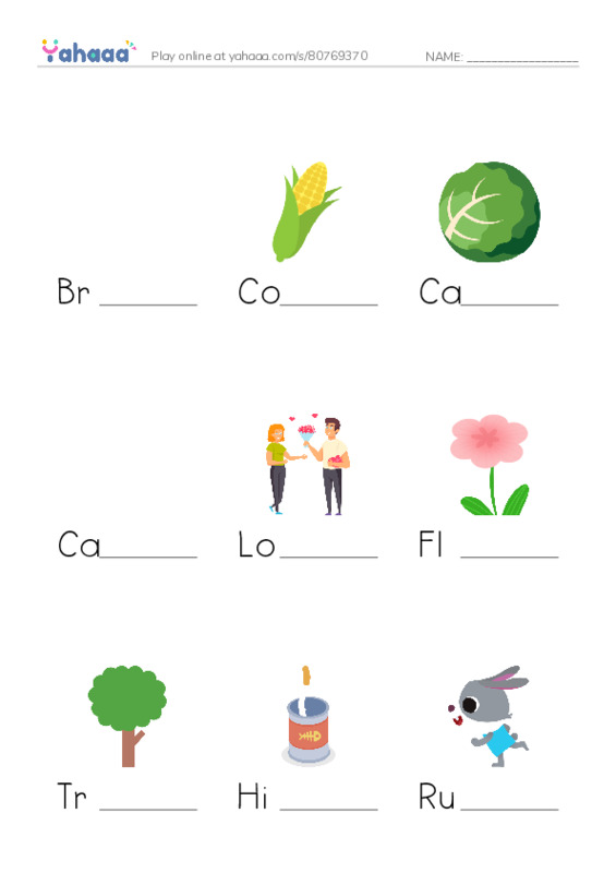 Finish the word worksheet for pink