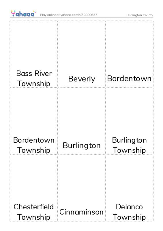 Picture flashcards worksheet for Burlington County