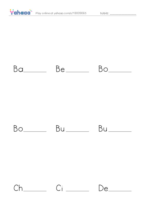 Finish the word worksheet for Burlington County