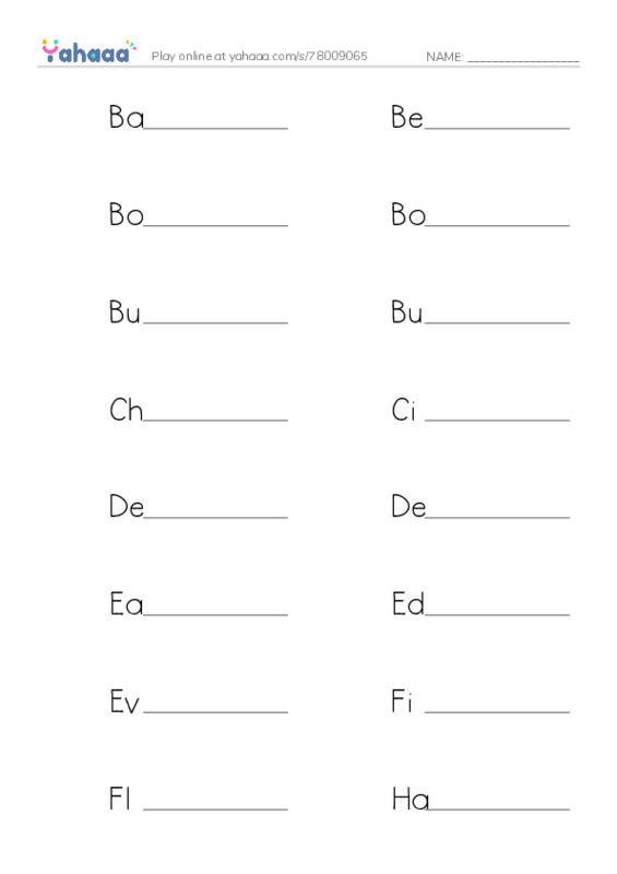 Write the word rows worksheet for Burlington County
