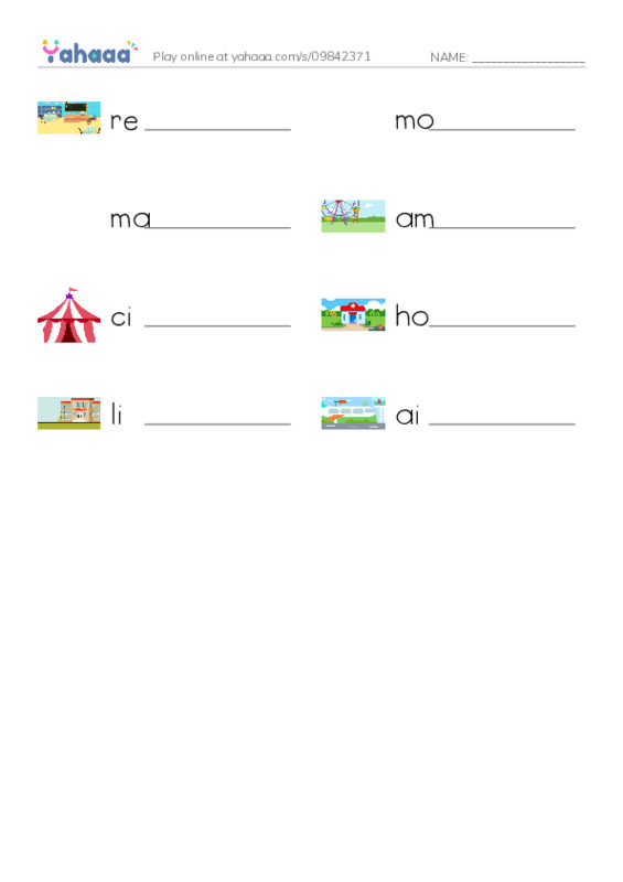 Write the word rows worksheet for Yesterday and Today.