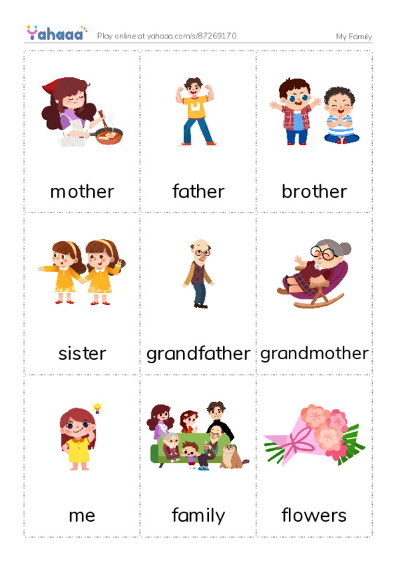 Picture flashcards worksheet for My Family