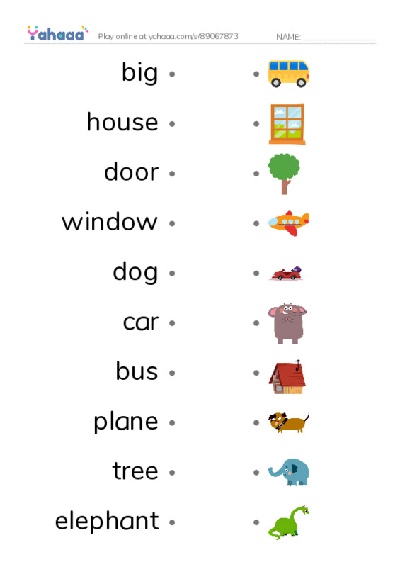 Draw a line to match worksheet for Big