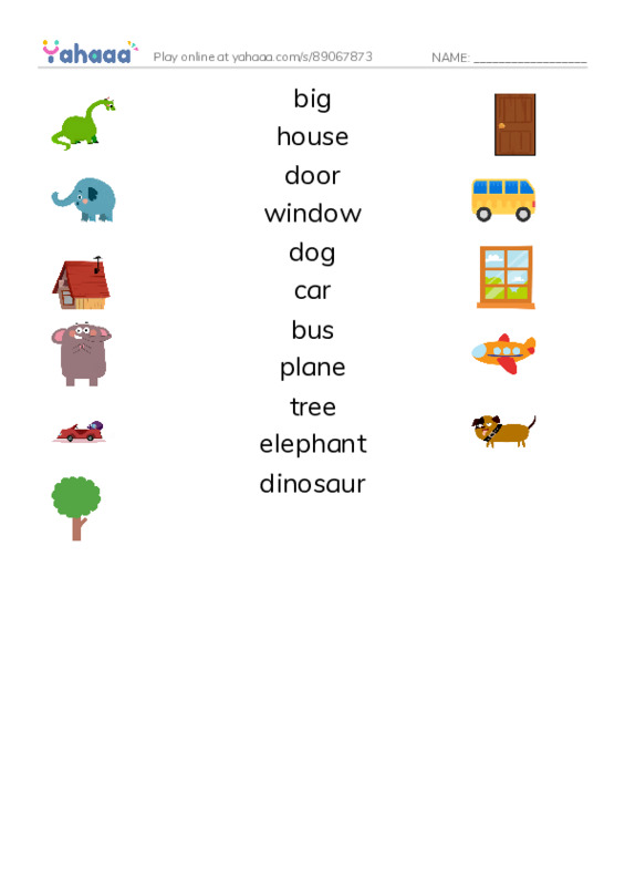 Match both sides worksheet for Big