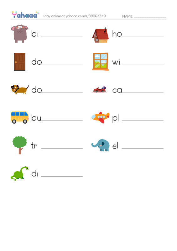 Write the word rows worksheet for Big