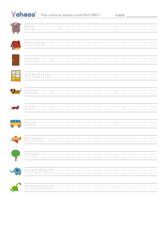 Handwriting lines worksheet for Big
