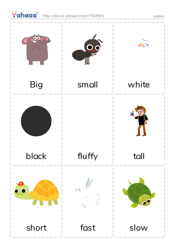 Picture flashcards worksheet for rabbits