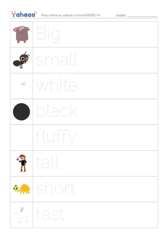 Picture and word rows worksheet for rabbits