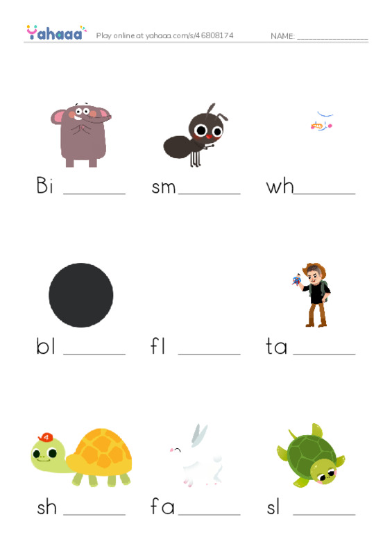 Finish the word worksheet for rabbits