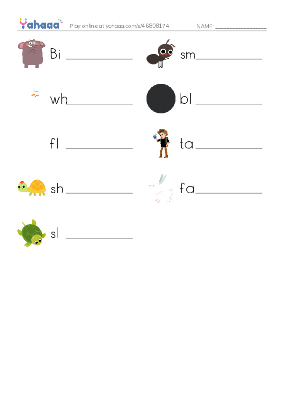 Write the word rows worksheet for rabbits