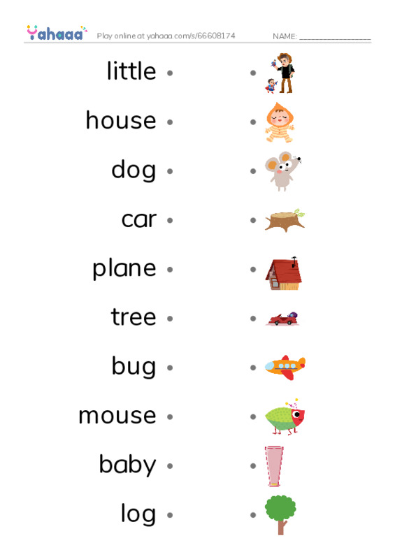 Draw a line to match worksheet for Little
