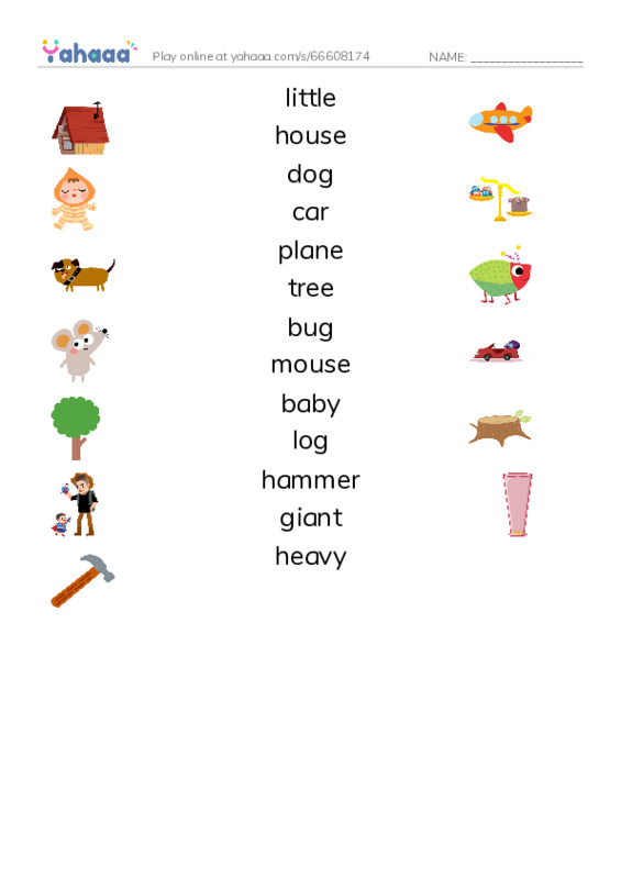 Match both sides worksheet for Little