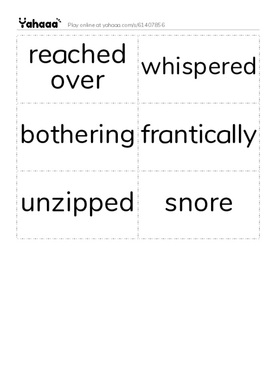 Word flashcards worksheet for 